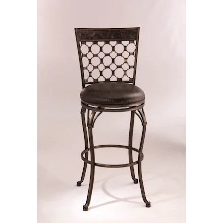 Swivel Bar Height Stool with Circular Motif Backrest